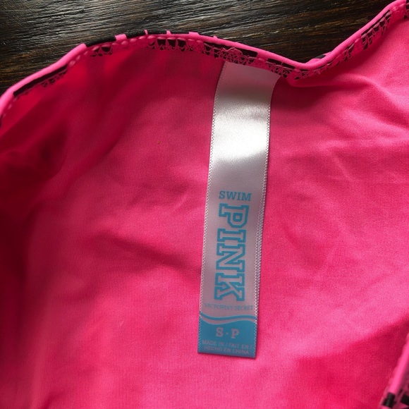 PINK Victoria’s Secret Love Pink Print Ruched Rhinestone Bikini Bottom - Picture 9 of 16